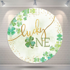 Lofaris Green Clover Lucky One Birthday Backdrop