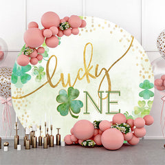 Lofaris Green Clover Lucky One Birthday Backdrop