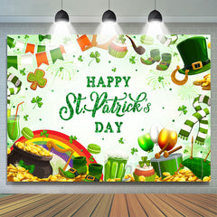 Lofaris Green Clover Sparkle Gold Stpatricks Day Backdrop