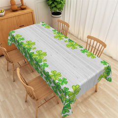 Lofaris Green Clovers Grey Wood Rectangle Tablecloth Decor