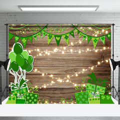 Lofaris Green Clovers Wooden Wall St Patricks Day Backdrop