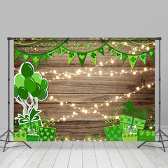 Lofaris Green Clovers Wooden Wall St Patricks Day Backdrop