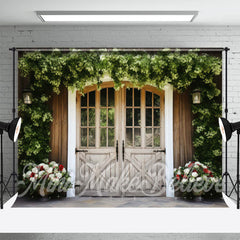 Lofaris Green Creeper Plants Wooden Door Spring Backdrop