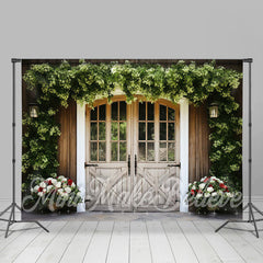 Lofaris Green Creeper Plants Wooden Door Spring Backdrop