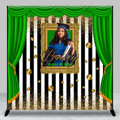 Lofaris Green Curtain Frame Stripe Custom Graduation Backdrop