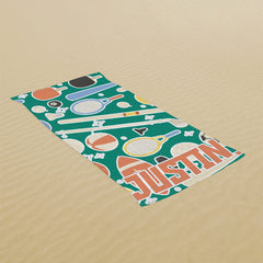 Lofaris Green Custom Name Sports Kids Beach Towel