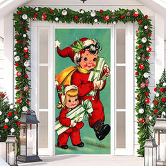 Lofaris Green Cute Children Gift Merry Christmas Door Cover