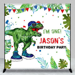 Lofaris Green Dinosaur Custom Name Birthday Party Backdrop