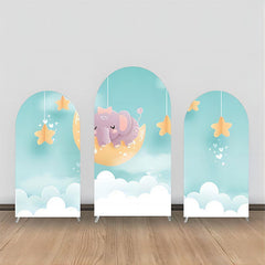 Lofaris Green Elephant Moon Star Clould Arch Backdrop Kit