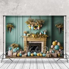 Lofaris Green Embossed Wall Eggs Easter Backdrop For Photo