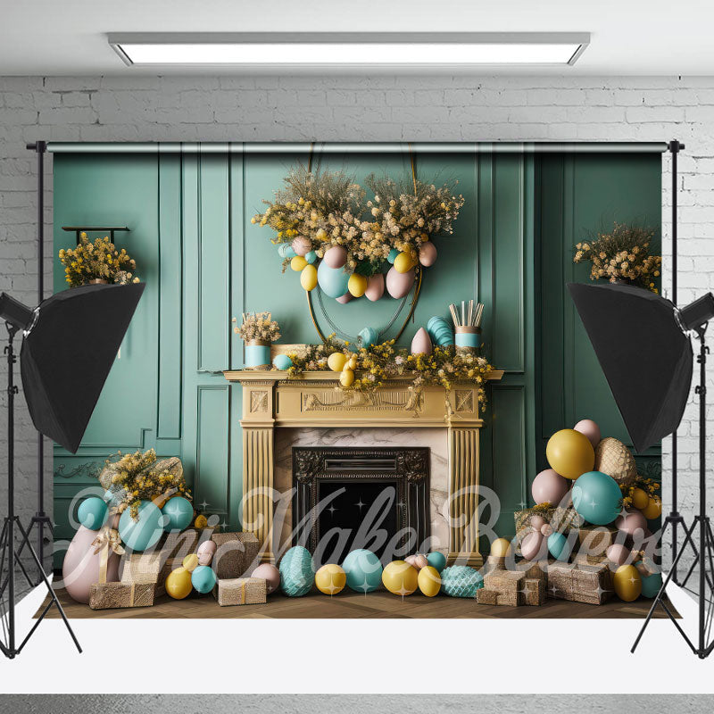 Lofaris Green Embossed Wall Eggs Easter Backdrop For Photo