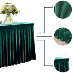 Lofaris Green Fitted Velvet Rectangle Table Skirts Cover