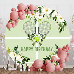 Lofaris Green Floral Spring Tennis Round Birthday Backdrop