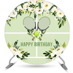 Lofaris Green Floral Spring Tennis Round Birthday Backdrop