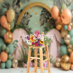 Lofaris Green Forest Giraffe Monstera Cake Smash Backdrop