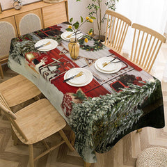 Lofaris Green Forest Glitter Light Christmas Tablecloth