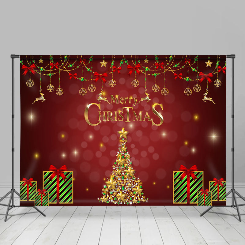 Lofaris Green Gifts Red Bowknot Merry Christmas Backdrop