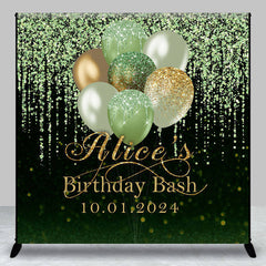 Lofaris Green Glitter Balloon Black Custom Birthday Backdrop