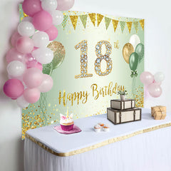 Lofaris Green Glitter Balloon Flag 18th Birthday Backdrop