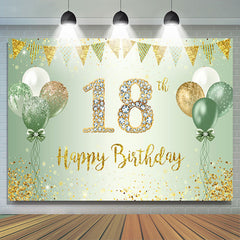 Lofaris Green Glitter Balloon Flag 18th Birthday Backdrop