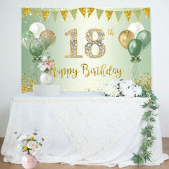 Lofaris Green Glitter Balloon Flag 18th Birthday Backdrop