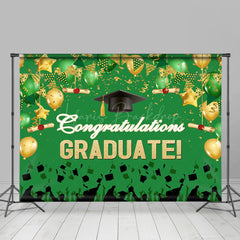 Lofaris Green Gold Bachelor Cap Balloon Graduation Backdrop