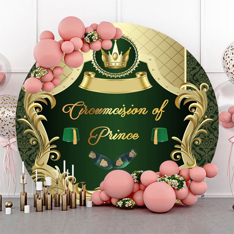 Lofaris Green Gold Circumcision De Prince Round Backdrop