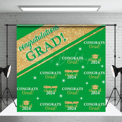 Lofaris Green Gold Congrats Grad Repeat Graduation Backdrop