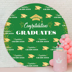 Lofaris Green Gold Glitter Round Congrats Grad Backdrop