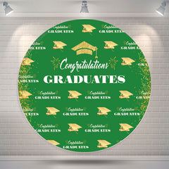 Lofaris Green Gold Glitter Round Congrats Grad Backdrop