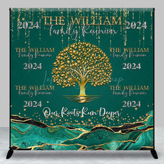 Lofaris Green Gold Marble Custom 2024 Family Reunion Backdrop