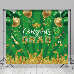 Lofaris Green Gold Sparkle Balloons Stripe Grad Backdrop