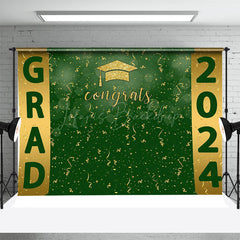 Lofaris Green Golden Ribbon Hat 2024 Graduation Backdrop