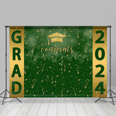 Lofaris Green Golden Ribbon Hat 2024 Graduation Backdrop