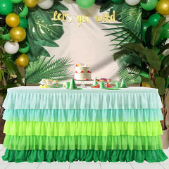 Lofaris Green Gradient Chiffon Layering Banquet Table Skirt