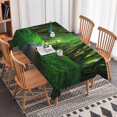 Lofaris Green Grass Forest Wood Road Rectangle Tablecloth