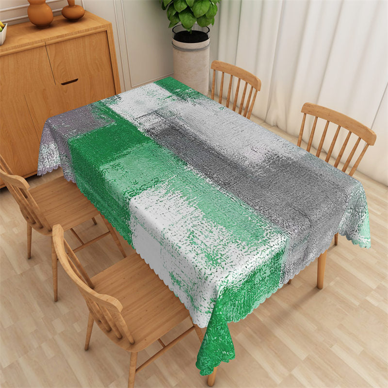 Lofaris Green Grey Distressed Style Rectangle Tablecloth