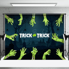 Lofaris Green Hand Trick Or Treat Cemetery Halloween Backdrop