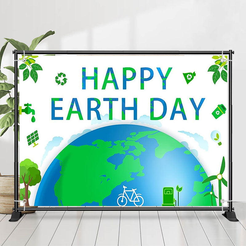 Lofaris Green Happy Earth Day Backdrop for Event Decor