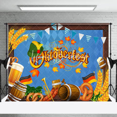 Lofaris Green Hat Wheat Wooden Oktoberfest Party Backdrop