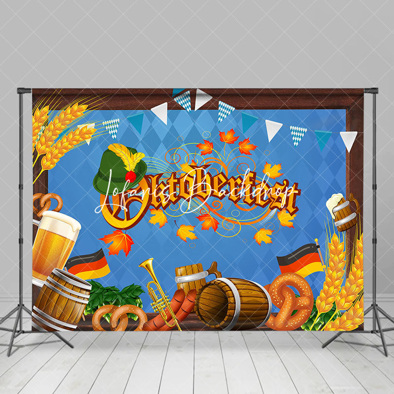 Lofaris Green Hat Wheat Wooden Oktoberfest Party Backdrop