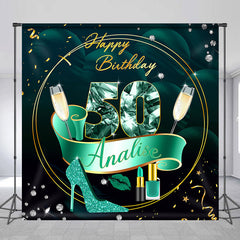 Lofaris Green Heel Lip Prints Custom 50th Birthday Backdrop