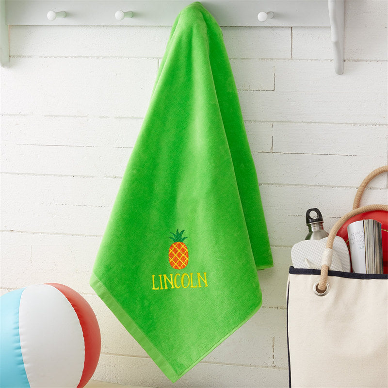 Lofaris Green Holiday Fun Summer Embroidered Beach Towel