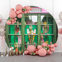 Lofaris Green Honeydukes Sweetshop Birthday Round Backdrop