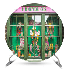 Lofaris Green Honeydukes Sweetshop Birthday Round Backdrop