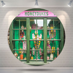 Lofaris Green Honeydukes Sweetshop Birthday Round Backdrop