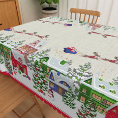 Lofaris Green House Christmas Santa Beige Tablecloth For Dining