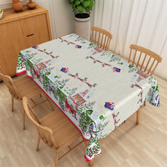 Lofaris Green House Christmas Santa Beige Tablecloth For Dining