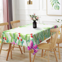 Lofaris Green Leaaves Floral Decorative Rectangle Tablecloth