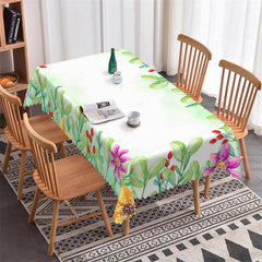 Lofaris Green Leaaves Floral Decorative Rectangle Tablecloth